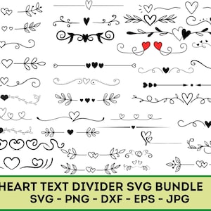Heart Text Dividers SVG | Wedding Text Dividers SVG | Heart Border Svg | Heart Wreath Svg | Heart Svg | Doodle Heart Svg | Cricut | Clipart