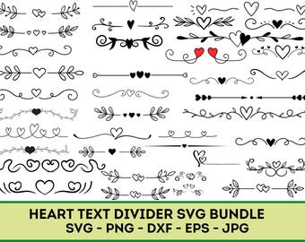 Heart Text Dividers SVG | Wedding Text Dividers SVG | Heart Border Svg | Heart Wreath Svg | Heart Svg | Doodle Heart Svg | Cricut | Clipart
