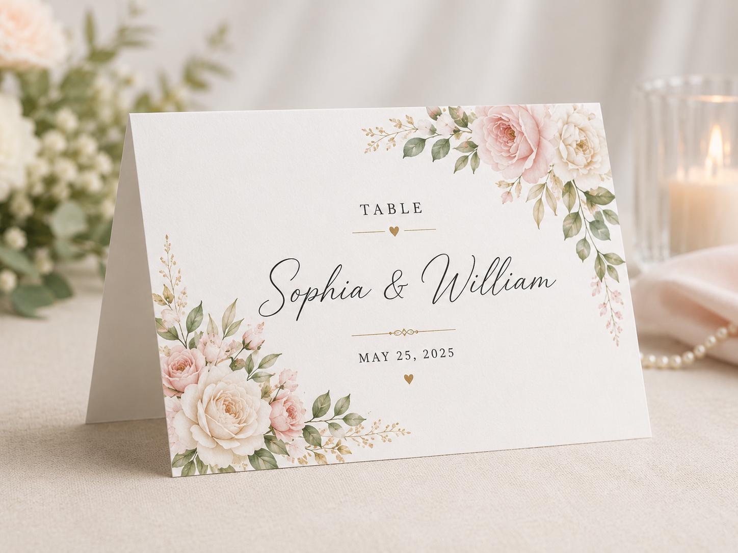Custom Foldable Table Tent Cards | Personalized Wedding Place Signs ...