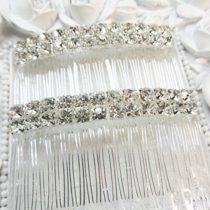 5.5 mm Double Row Clear Rhinestone crystal side hair comb pair, Special Occasion Wedding Rhinestone side hair combs