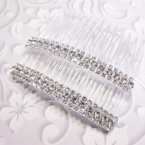 Triple Row AAA+ Clear Crystal Rhinestone side hair comb pair Wedding Salsa Dance Prom Special Occasion