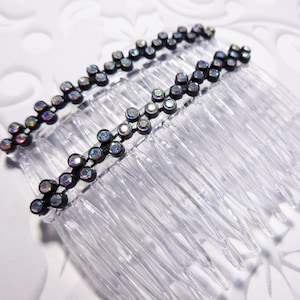 Aurora Borealis Crystal Hair comb pair, Crystal Dance Side hair combs,  Brides hair comb pair, Rhinestone Special Occasion Hair combs