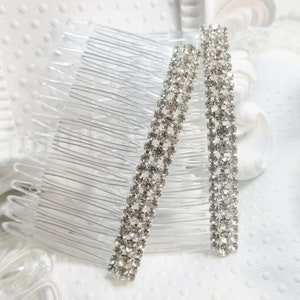 Triple Row Crystal Rhinestone side hair comb pair, AAA Crystal Wedding Combs, Salsa Dance Combs, Special Occasion Hair combs image 2