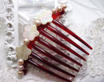Turquoise Imperial Jasper and Swarovki crystal elements French Twist Large hair comb Jasper French comb gift comb Semi precious hair comb
