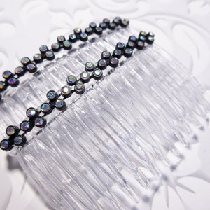 Aurora Borealis Crystal Hair comb pair, Crystal Dance Side hair combs,  Bides hair comb pair, Rhinestone Special Occasion Hair combs