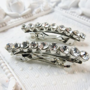 5 mm Silver plated Round Settings Made with Swarovski Elements Bridal Accent barrette PAIR