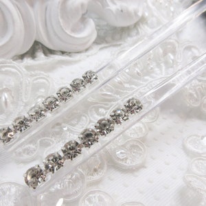 Vintage Clear Color Oriental hair stick Pair with added 5 mm silver plated set Austrian Crystals