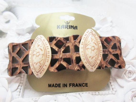 Acetate Made in France Barrette Made in France Barrette Vintage Karina Made in France Shell Look barrette Karina NEW old stock