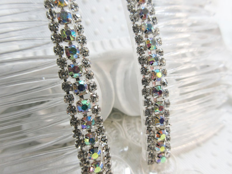 Pageant Hair combs Rhinestone hair combs Dance hair comb Side hair comb Comb Sparkling AB Clear Triple Row crystal side hair comb pair