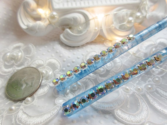 Vintage Translucent Light Blue with Silver Foiled… - image 4