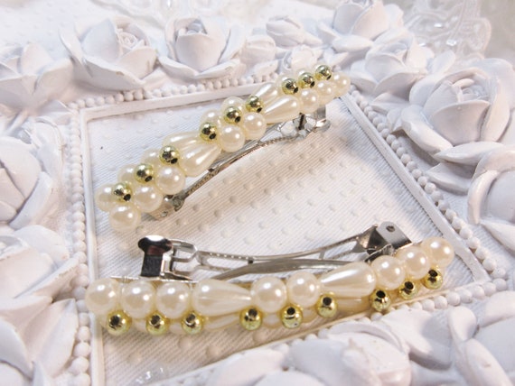 Vintage 1980's simulated pearl ivory color and go… - image 5