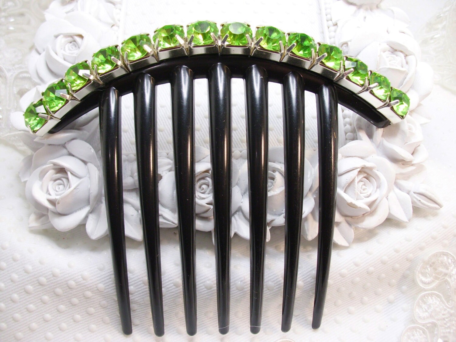 8 Mm Irish Eyes Green Crystal Rhinestone French Hair Comb Etsy