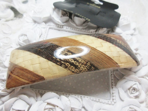 Vintage Karina Woven wood, fiber and raffia Resin… - image 3