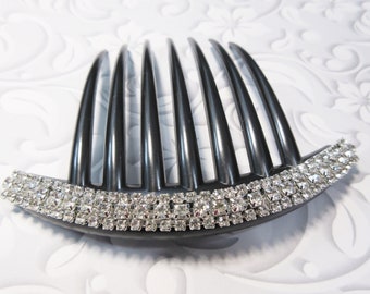 Triple Row Clear Crystal Bridal French Hair Comb Black hair comb