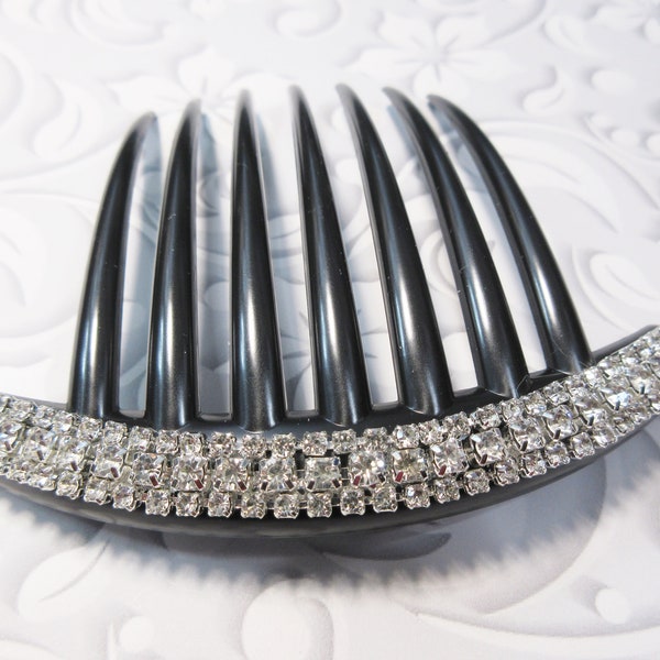 Triple Row Clear Crystal Bridal French Hair Comb Black hair comb