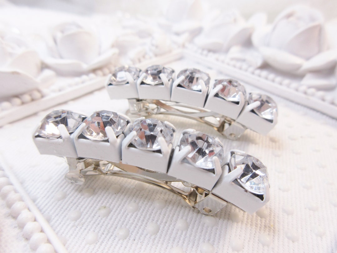8 Mm Clear Crystal Mini Barrette Pair Doll Barrettes Dog - Etsy