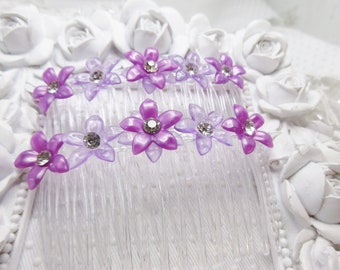 Vintage Purple Acrylic Hair Comb Set: Scalloped Side Combs  display picture 3