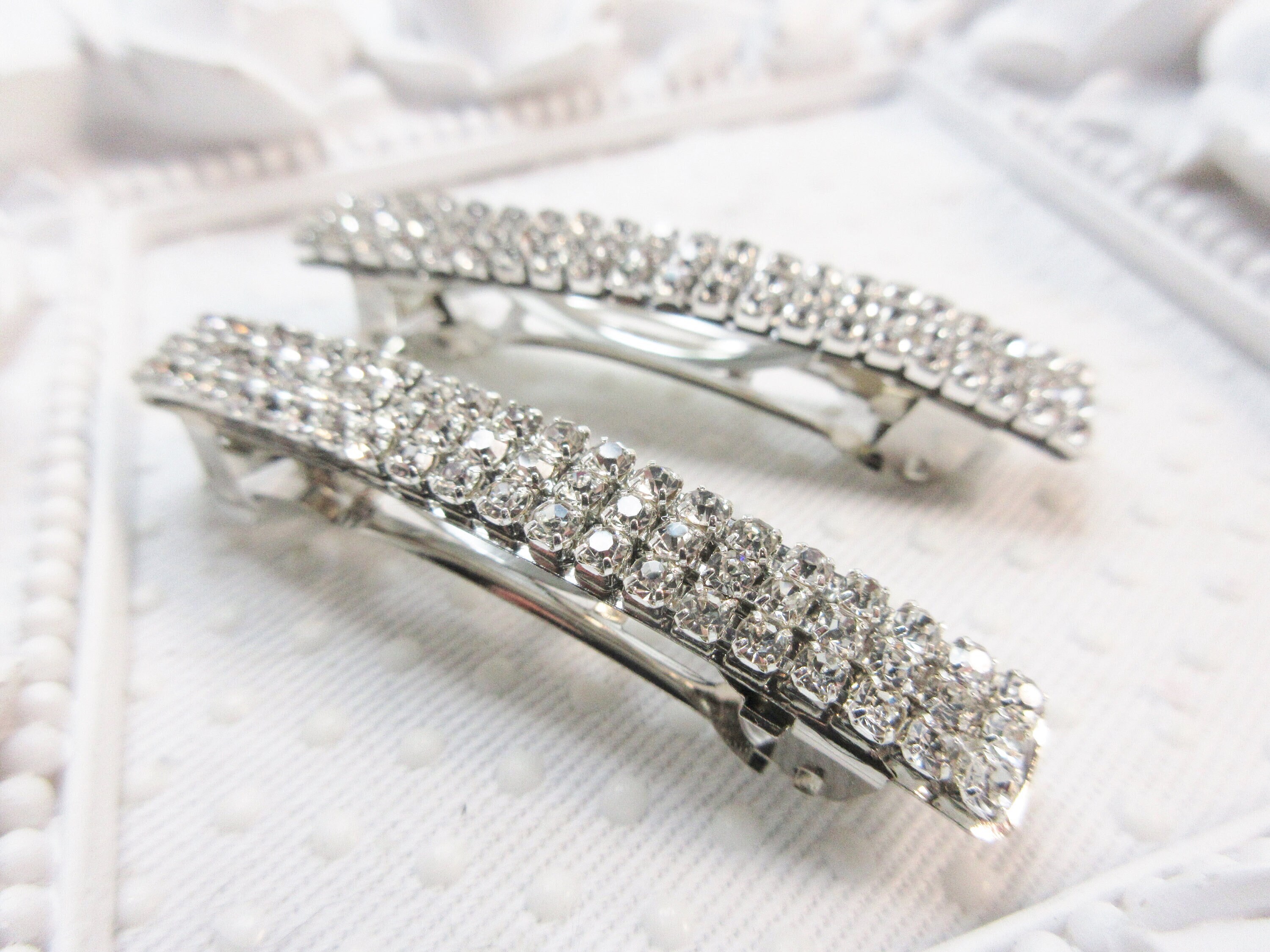 Two Large Fancy Crystal Barrettes Amazon.com : Set of 2 2 Styles Combo Large Thick Hair  main image 2