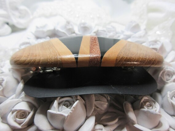 Vintage Karina Large Wooden Barrette Made in Thai… - image 8