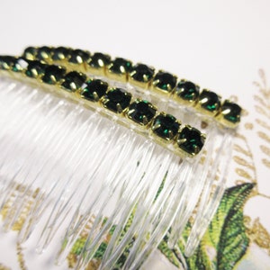 6 mm Dark Emerald Green Austrian Crystals Side Hair Comb pair, Dance Prom Wedding Hair Combs