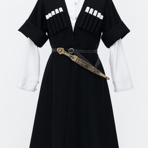 Black Wool Georgian Chokha Coat Without Accessories | Any Size