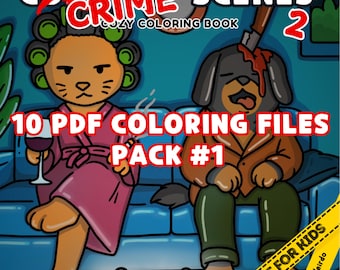 Przytulne sceny zbrodni 2: kolorowanka relaksująca i mignon d'humour noir dla dorosłych dla Jojo Weirdo Pack #1