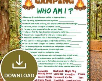 Who Am I? Camping Game | Printable Guessing Game | Campfire Party Activity | Family  Game | RV Trip Icebreaker | Instant Download PDF