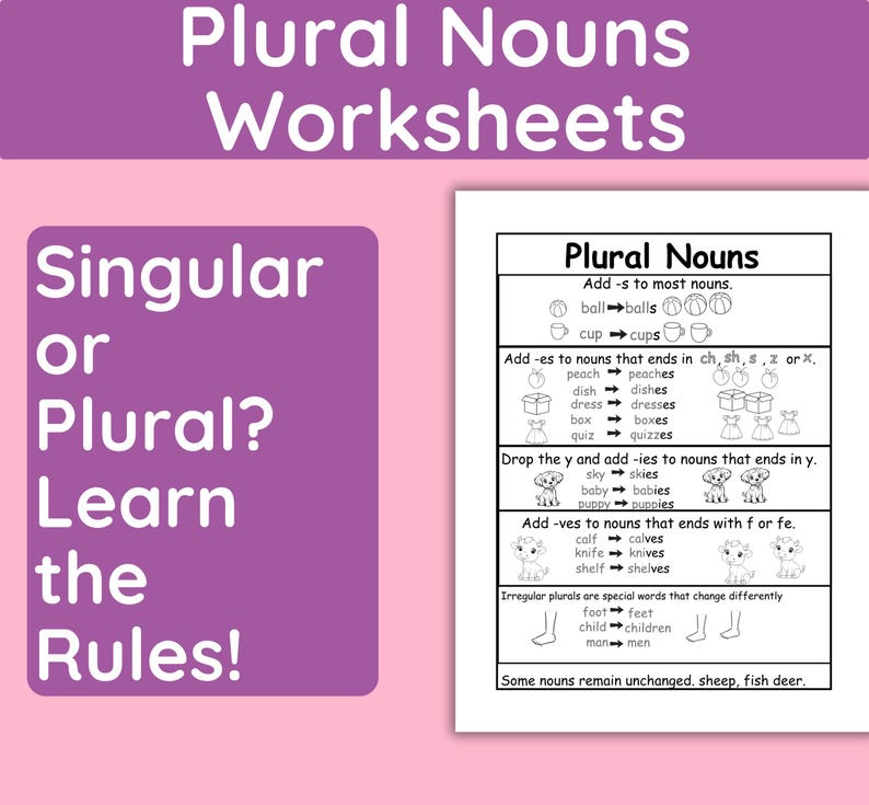 Plural Noun Worksheets Bundle | Singular & Plural Grammar Practice ...