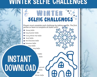 Winter Selfie Challenge Game Printable, Christmas Party Game, Winter Party Activity, Holiday Photo Challenge, Family & Friends Game