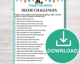 Family Reunion Selfie Scavenger Hunt Game Printable | Fun Family Photo Challenge Icebreaker Activity for Kids & Adults, Instant Download
