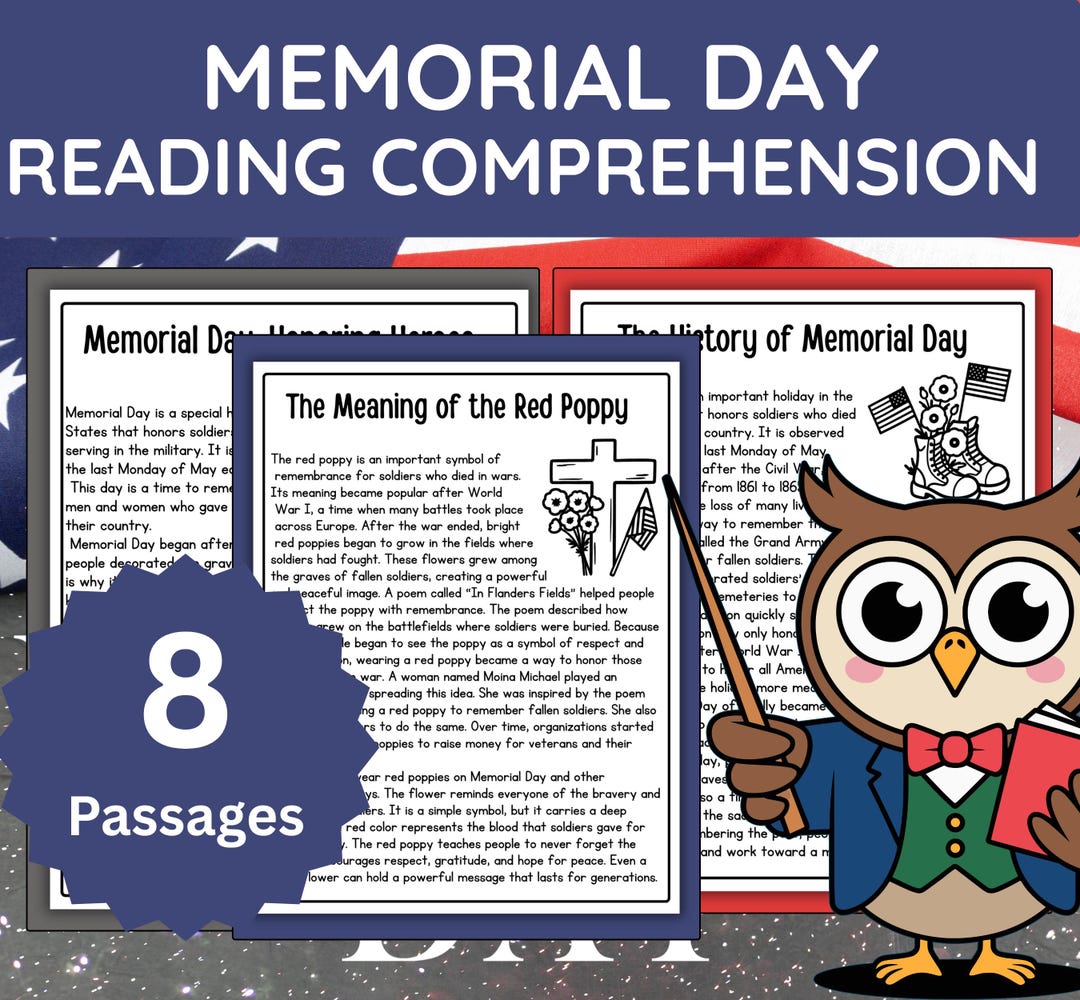 Memorial Day Reading Comprehension Bundle (grade 4-5) | 8 Passages ...
