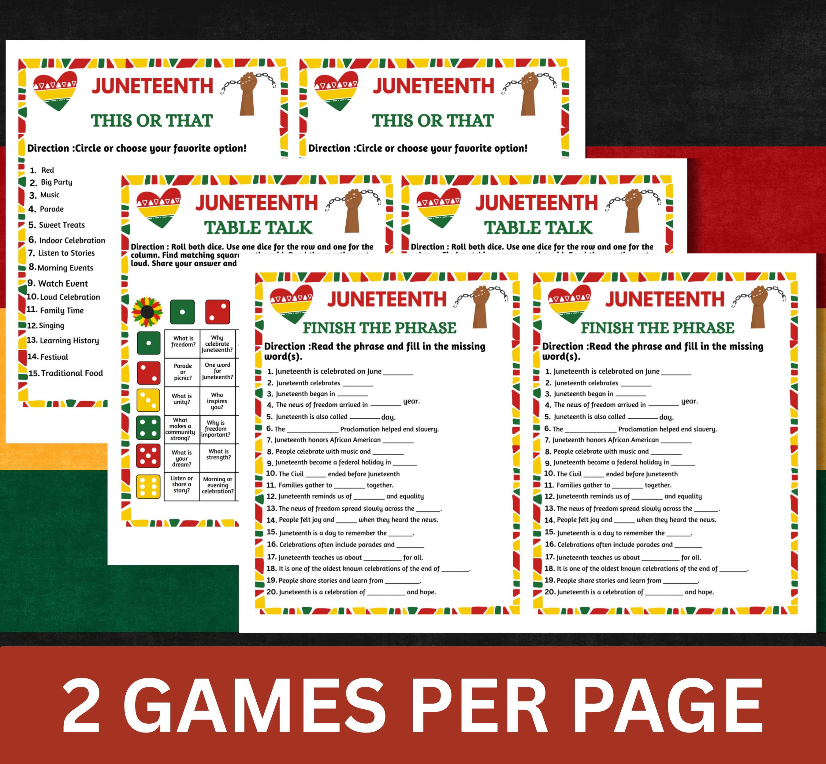 15 Juneteenth Mega Bundle Games Printable | Black History Party Games ...