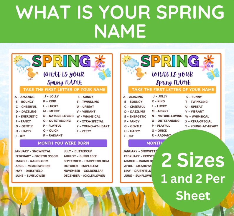 What’s Your Spring Name Game Printable | Fun Spring Party & Icebreaker ...