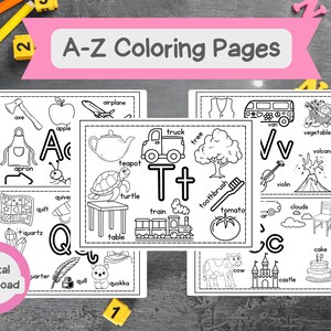 Coloriages de l&#39;alphabet : apprentissage préscolaire de A à Z (téléchargement numérique)