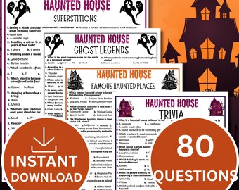 Halloween Haunted House Trivia Bundle Printable | Spooky Party Games | Horror Quiz Pack for Adults & Families | PDF Download