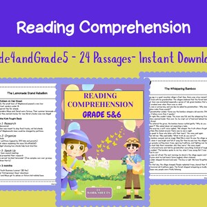 Reading Comprehension Worksheets Grade 5 & 6 | Printable Passages with Questions | Upper Elementary ELA Activities PDF and PNG