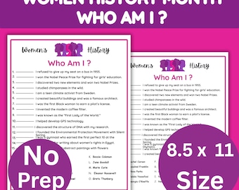 Women’s History Month Who Am I? | Famous Women Trivia Game | Women Trailblazers | March Classroom Activity | Printable PDF