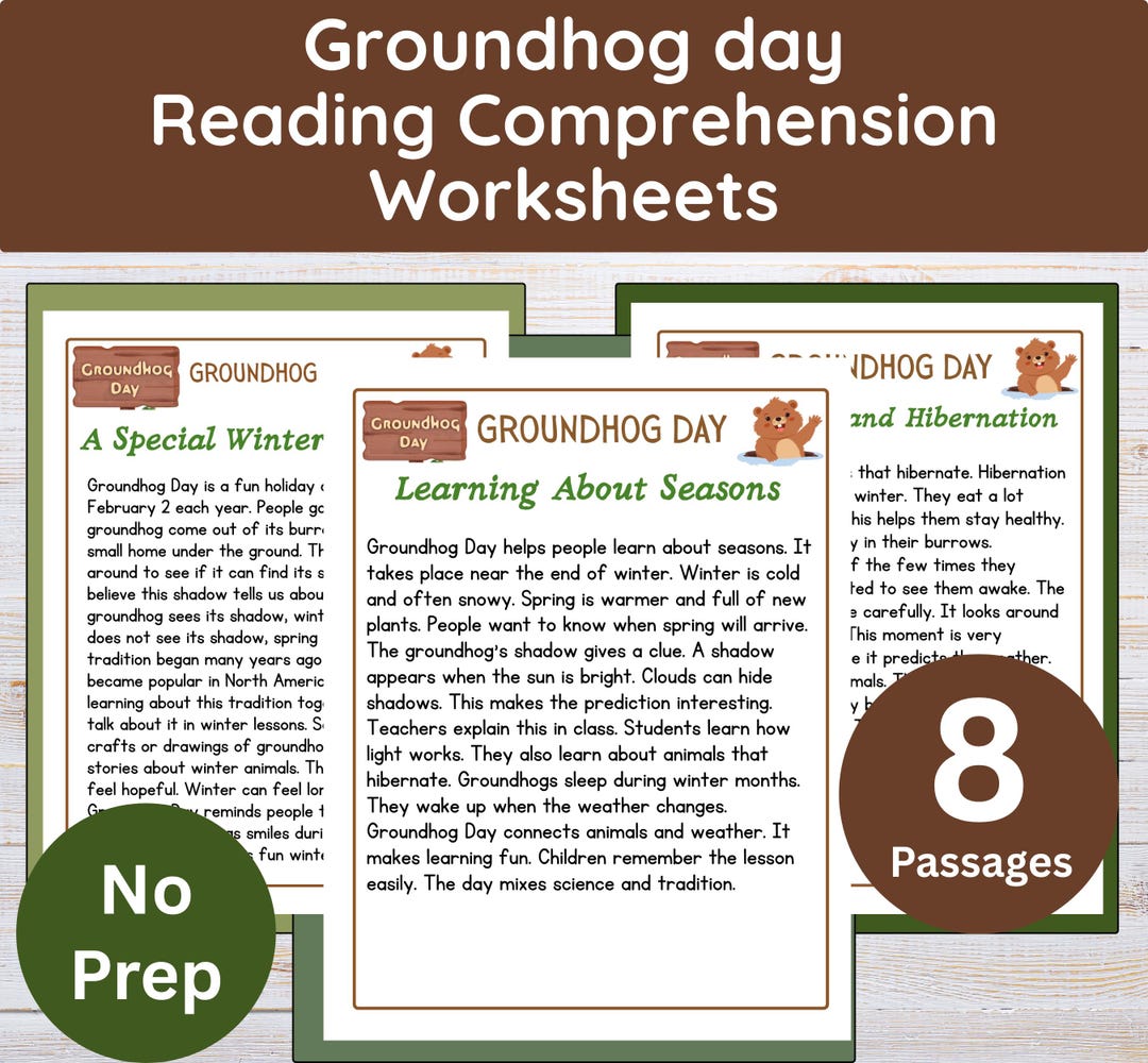Groundhog Day Reading Comprehension Activity - Etsy