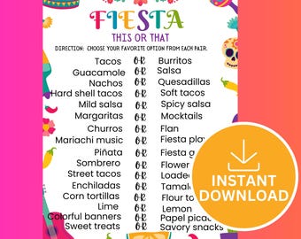 Cinco de Mayo This or That Game Printable | Fiesta Party Icebreaker | Classroom Activity