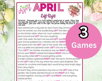 April Left Right Game Printable | Fun Pass the Gift Party Activity for Kids & Adults
