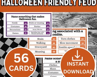 Halloween Friendly Feud Game Printable, Halloween Party Game, Halloween Trivia Game, Spooky Family Game, Halloween Group Activity