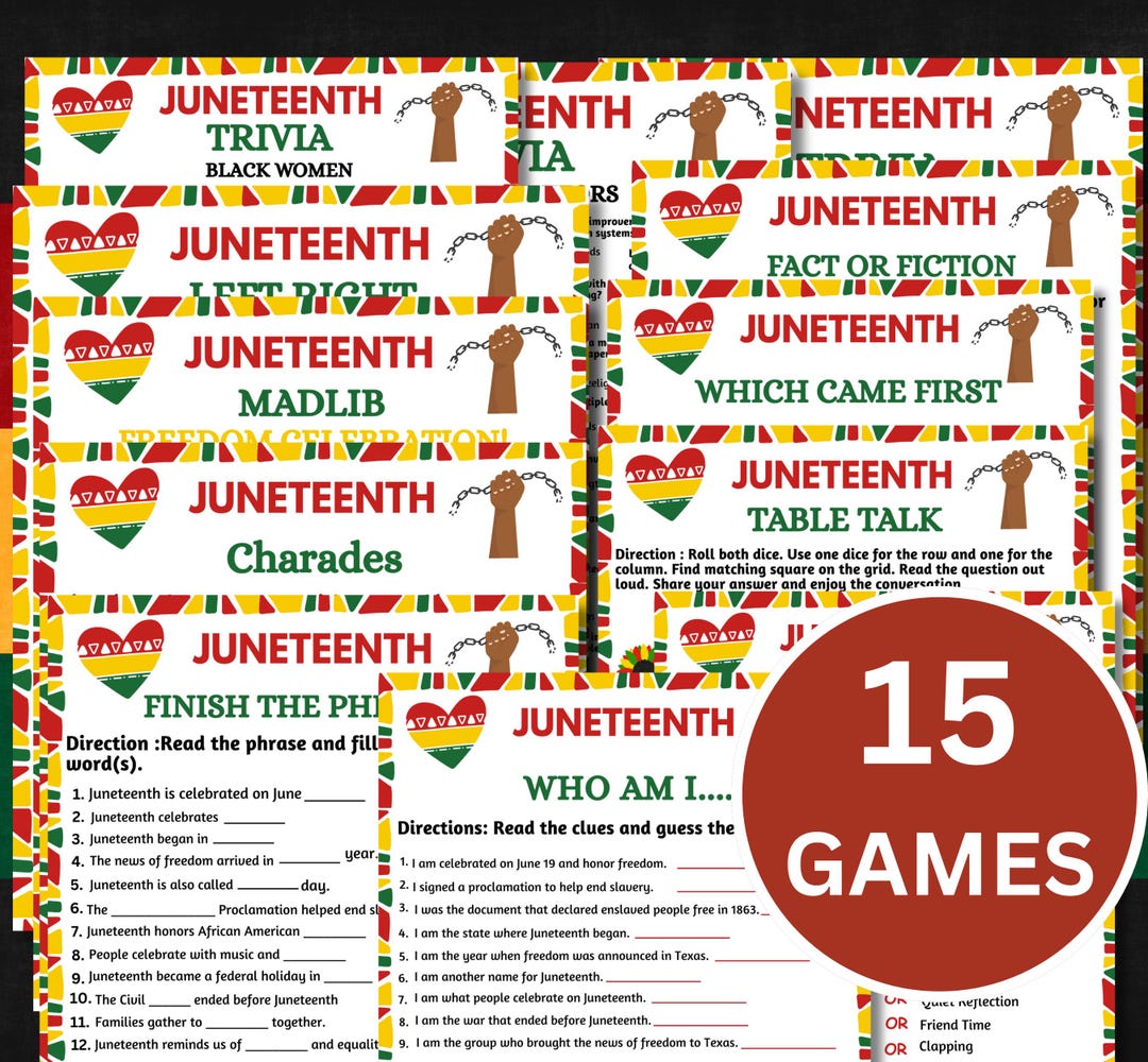 15 Juneteenth Mega Bundle Games Printable | Black History Party Games ...