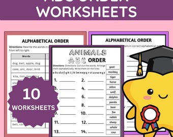 Alphabetical Order Worksheets Grade 1-3 | ABC Order Activities | Literacy Centers | Printable Phonics Worksheet | Morning Work PDF