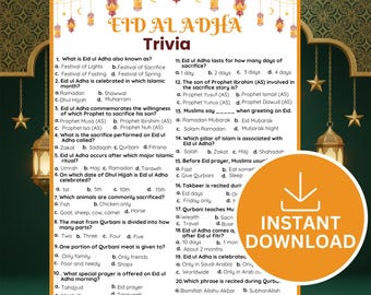 Eid ul Adha Trivia Game Printable | Islamic Quiz | BakraEid Activity | Muslim Party Game | Eid ul Adha Classroom Activity | Instant Download
