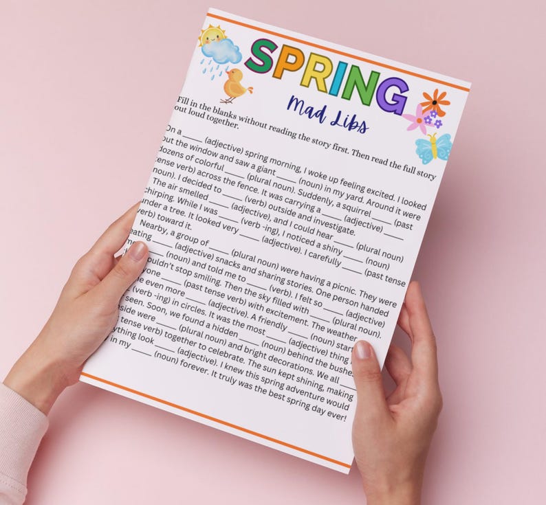 Spring Mad Libs Game Printable | Funny Fill-in-the-blank Party Activity ...