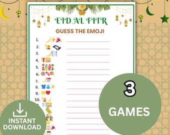 Eid al Fitr Guess the Emoji Game Printable | Fun Eid Party Game | Ramadan Activity for Kids & Adults | Islamic Holiday Family Game