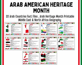 22 Arab Countries Fact Files | Arab Heritage Month Printable | Middle East , North Africa Geography | Culture & Facts Classroom Posters