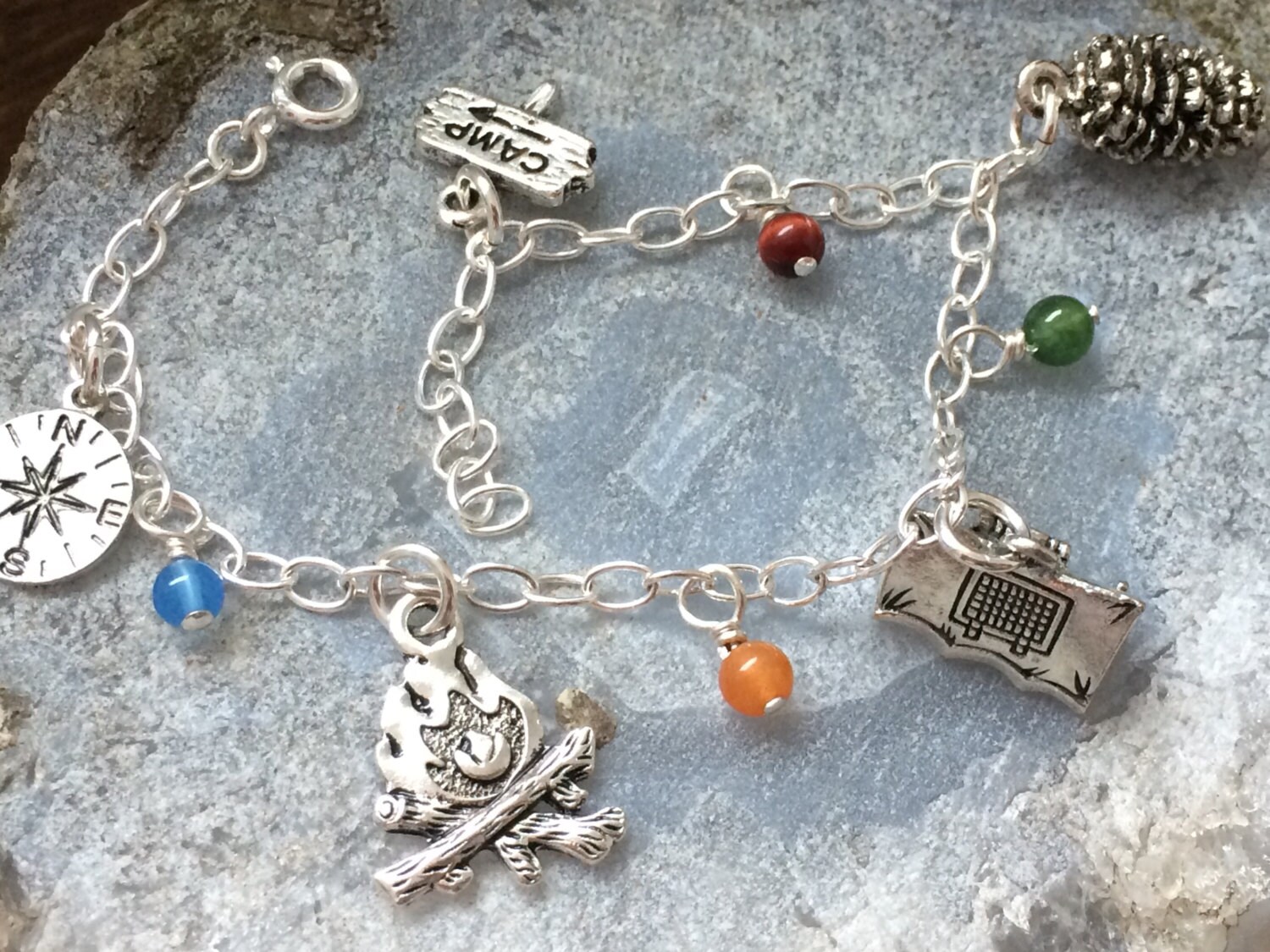 Camping Themed Charm Bracelet Etsy