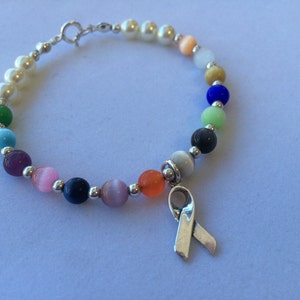 Cancer Awareness Multi Bracelet In Sterling Silver