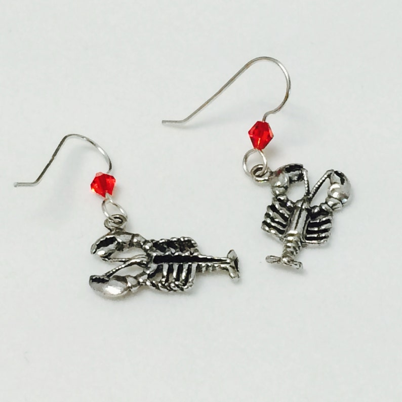 Maine Lobster Earrings in Silver or Gold Etsy